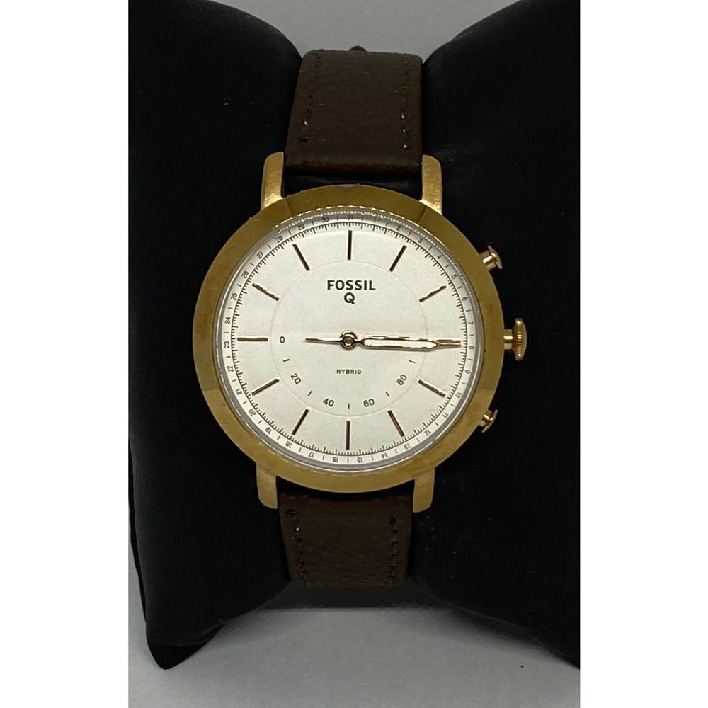 Fossil FTW5007 Women's Brown Leather White Analog Dial Hybrid Smartwatch XX769